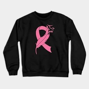 Feather Pink Breast Cancer gift Crewneck Sweatshirt